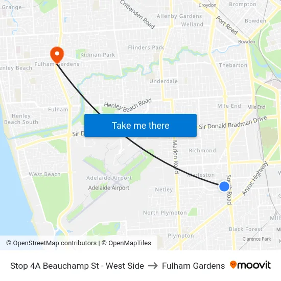 Stop 4A Beauchamp St - West Side to Fulham Gardens map