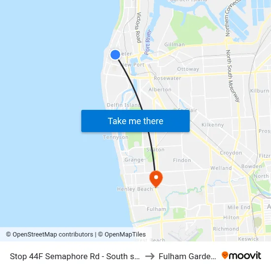 Stop 44F Semaphore Rd - South side to Fulham Gardens map
