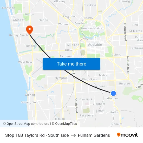 Stop 16B Taylors Rd - South side to Fulham Gardens map