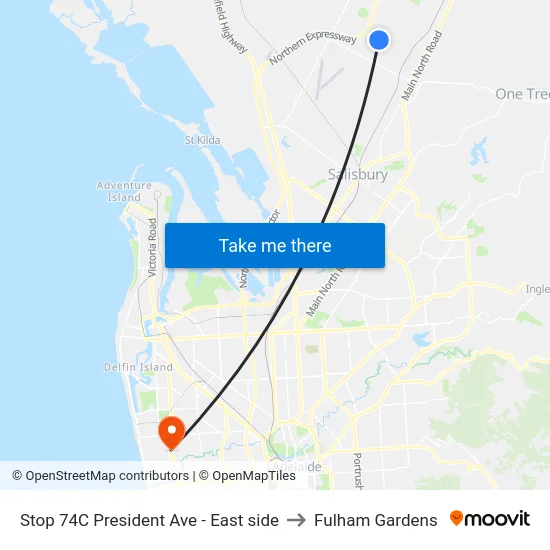 Stop 74C President Ave - East side to Fulham Gardens map