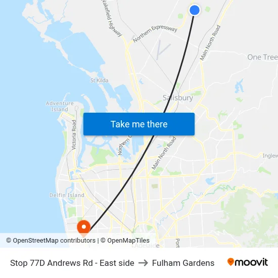 Stop 77D Andrews Rd - East side to Fulham Gardens map