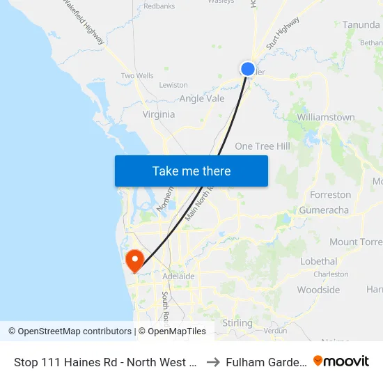 Stop 111 Haines Rd - North West side to Fulham Gardens map