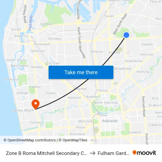 Zone B Roma Mitchell Secondary College to Fulham Gardens map