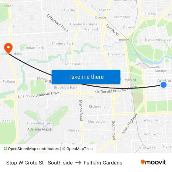 Stop W Grote St - South side to Fulham Gardens map