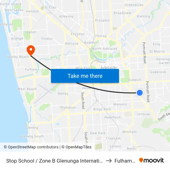 Stop School / Zone B Glenunga International High School Conyngham St to Fulham Gardens map