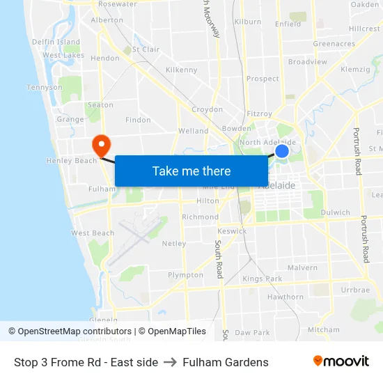 Stop 3 Frome Rd - East side to Fulham Gardens map