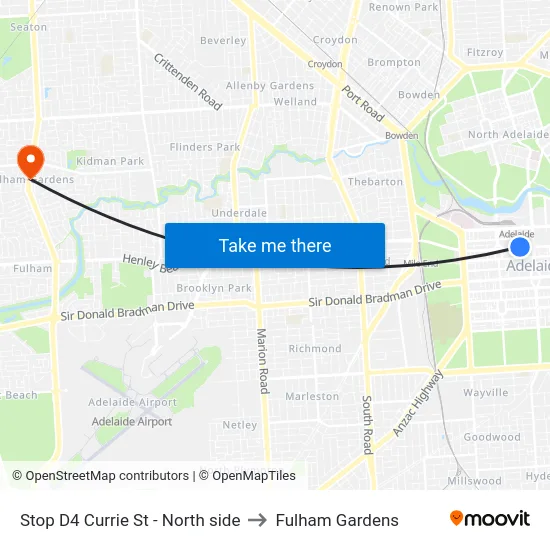 Stop D4 Currie St - North side to Fulham Gardens map
