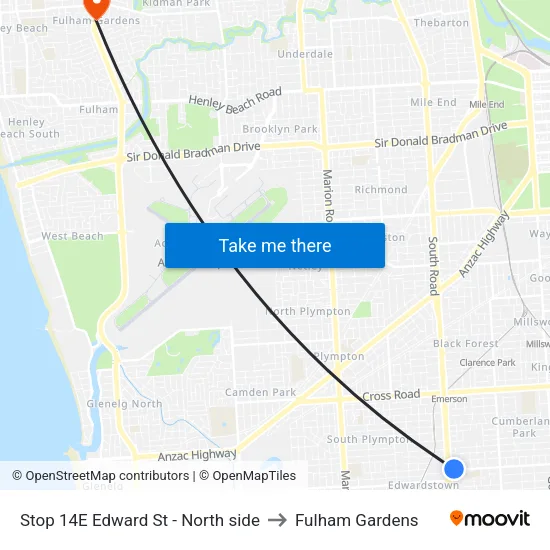 Stop 14E Edward St - North side to Fulham Gardens map