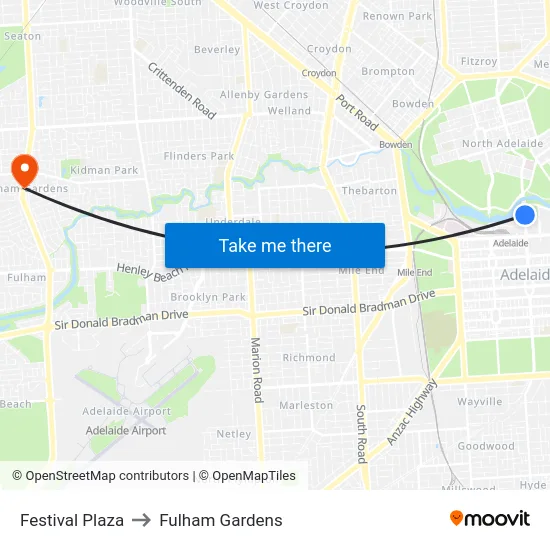 Festival Plaza to Fulham Gardens map