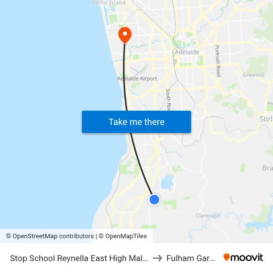 Stop School Reynella East High Malbeck Dr to Fulham Gardens map