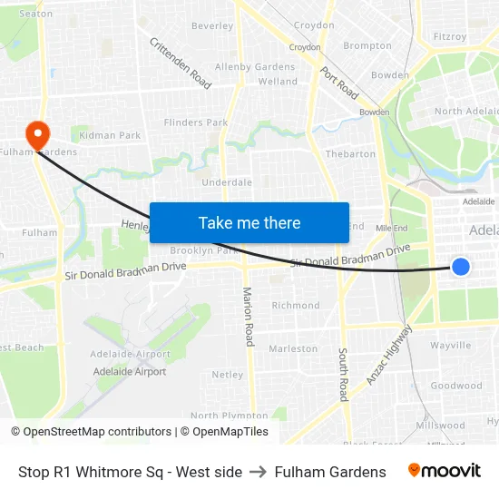 Stop R1 Whitmore Sq - West side to Fulham Gardens map