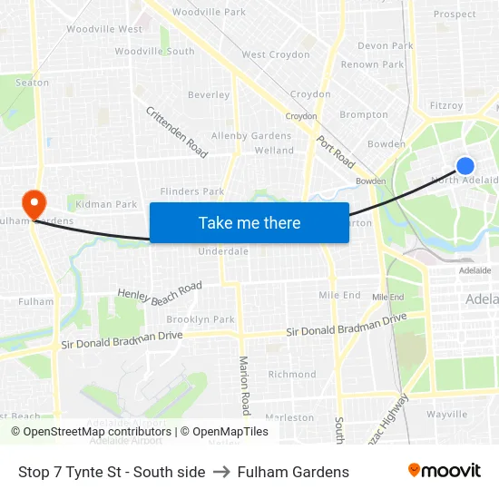 Stop 7 Tynte St - South side to Fulham Gardens map