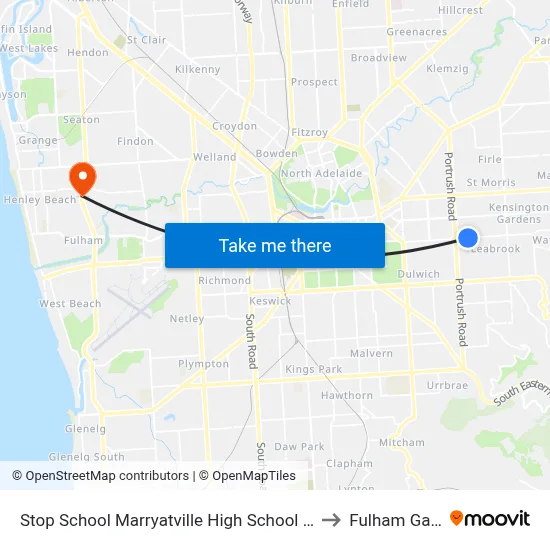 Stop School Marryatville High School Kensington Rd to Fulham Gardens map