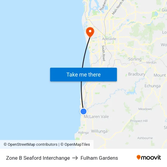 Zone B Seaford Interchange to Fulham Gardens map