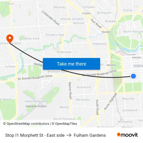 Stop I1 Morphett St - East side to Fulham Gardens map