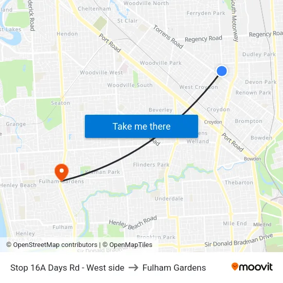 Stop 16A Days Rd - West side to Fulham Gardens map