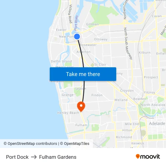 Port Dock to Fulham Gardens map