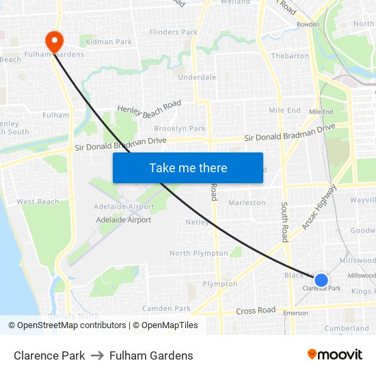 Clarence Park to Fulham Gardens map