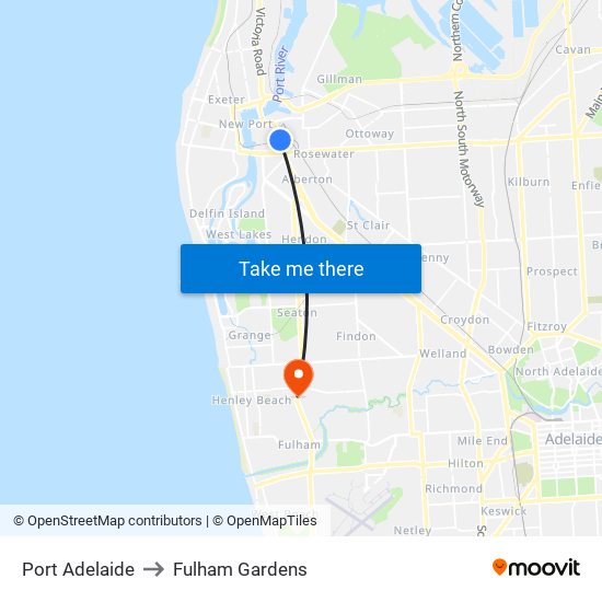 Port Adelaide to Fulham Gardens map