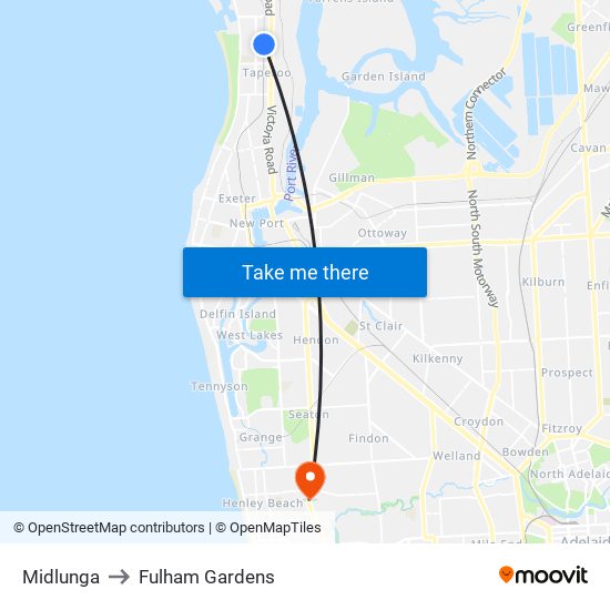 Midlunga to Fulham Gardens map