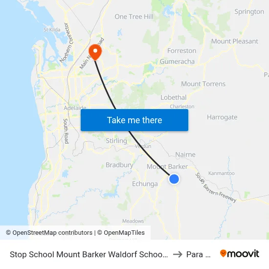 Stop School Mount Barker Waldorf School Sims Rd to Para Hills map