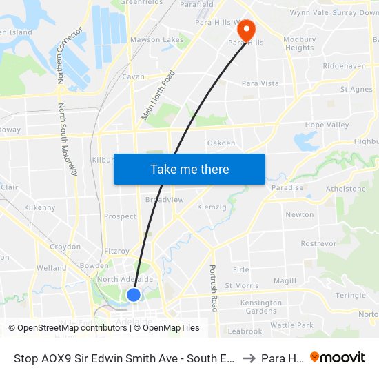 Stop AOX9 Sir Edwin Smith Ave - South East side to Para Hills map