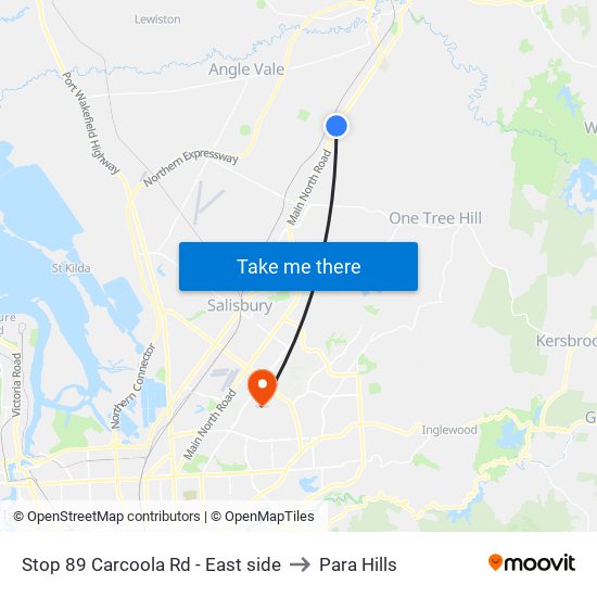 Stop 89 Carcoola Rd - East side to Para Hills map