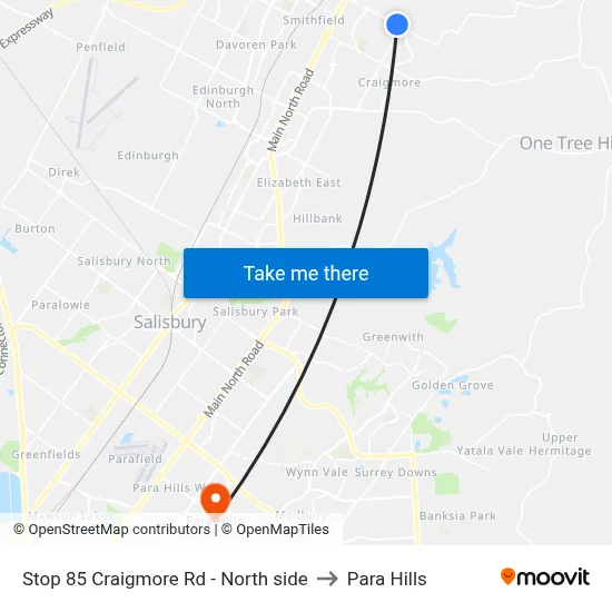 Stop 85 Craigmore Rd - North side to Para Hills map