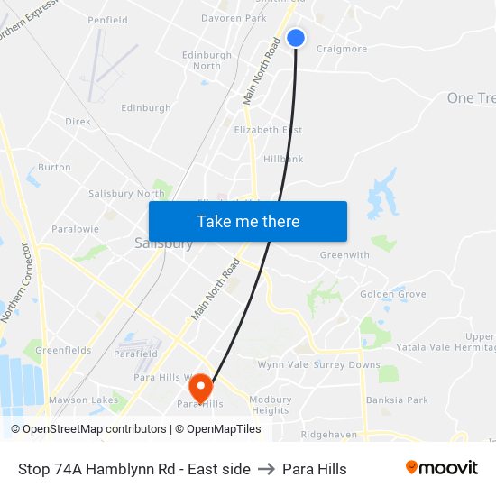 Stop 74A Hamblynn Rd - East side to Para Hills map