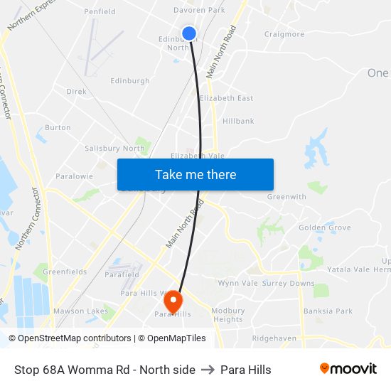 Stop 68A Womma Rd - North side to Para Hills map