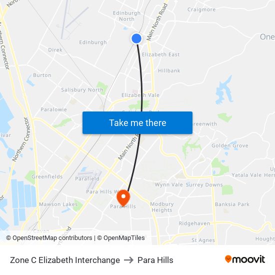Zone C Elizabeth Interchange to Para Hills map