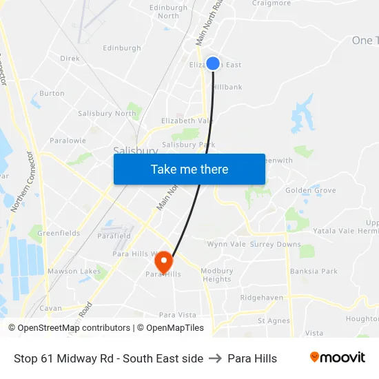 Stop 61 Midway Rd - South East side to Para Hills map