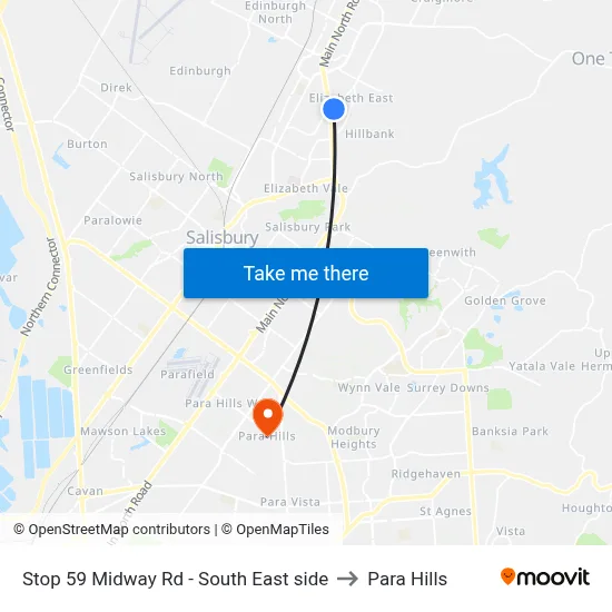 Stop 59 Midway Rd - South East side to Para Hills map