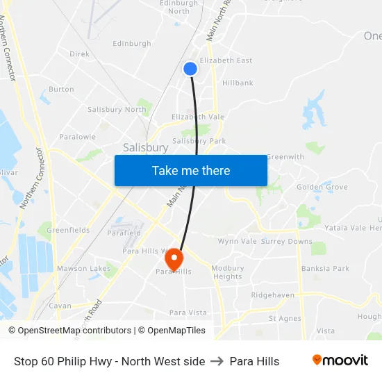 Stop 60 Philip Hwy - North West side to Para Hills map