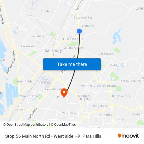 Stop 56 Main North Rd - West side to Para Hills map