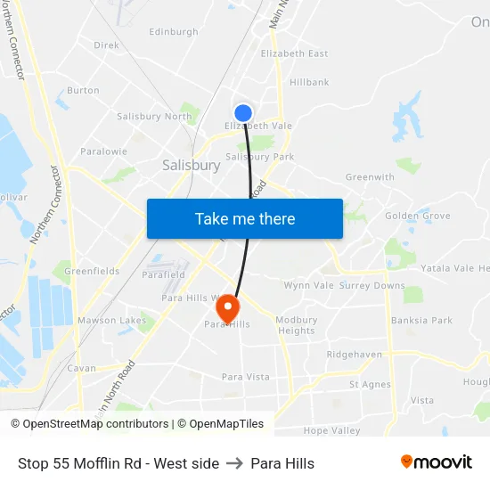 Stop 55 Mofflin Rd - West side to Para Hills map