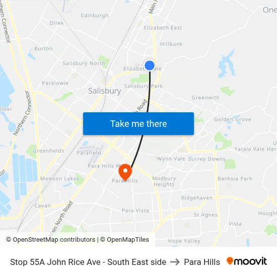 Stop 55A John Rice Ave - South East side to Para Hills map