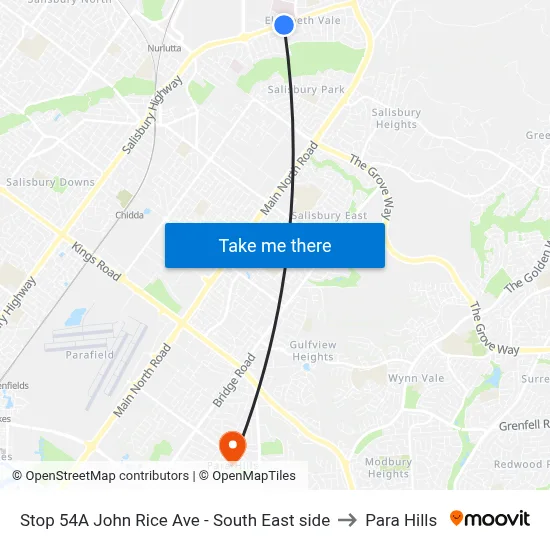 Stop 54A John Rice Ave - South East side to Para Hills map