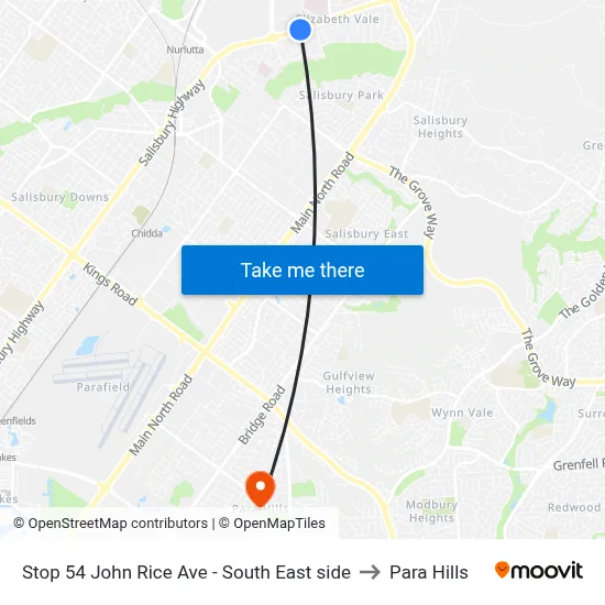 Stop 54 John Rice Ave - South East side to Para Hills map