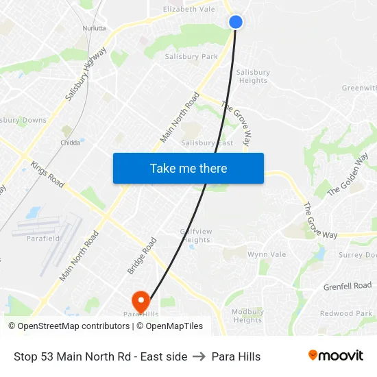 Stop 53 Main North Rd - East side to Para Hills map