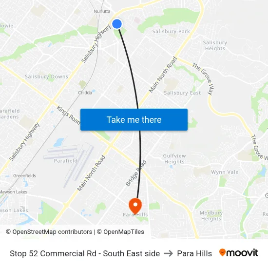 Stop 52 Commercial Rd - South East side to Para Hills map
