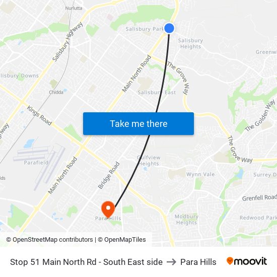 Stop 51 Main North Rd - South East side to Para Hills map