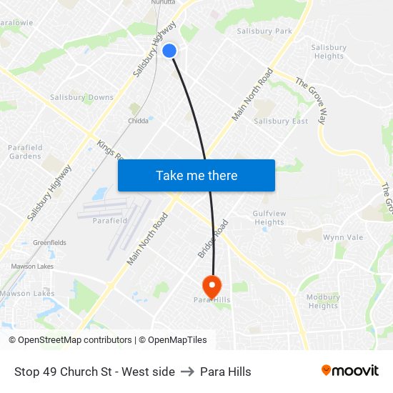 Stop 49 Church St - West side to Para Hills map