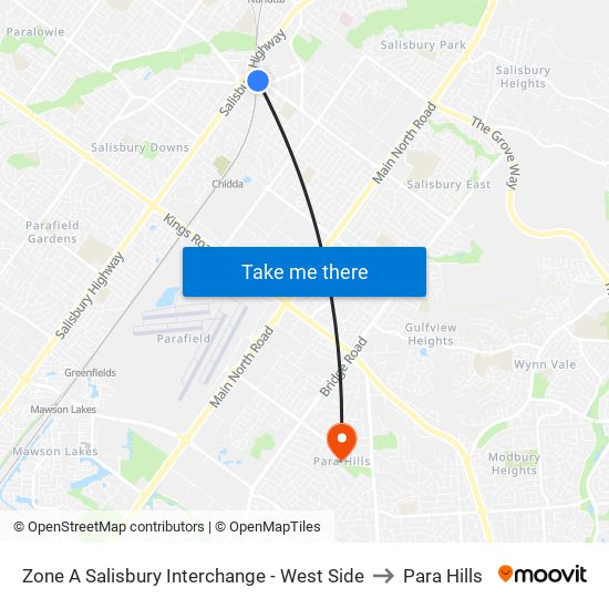 Zone A Salisbury Interchange - West Side to Para Hills map