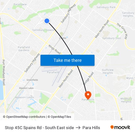 Stop 45C Spains Rd - South East side to Para Hills map