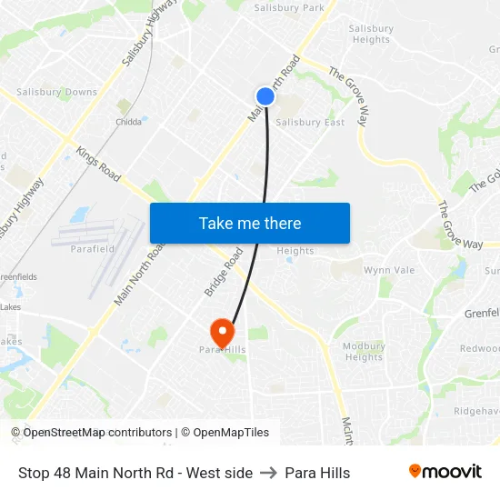Stop 48 Main North Rd - West side to Para Hills map