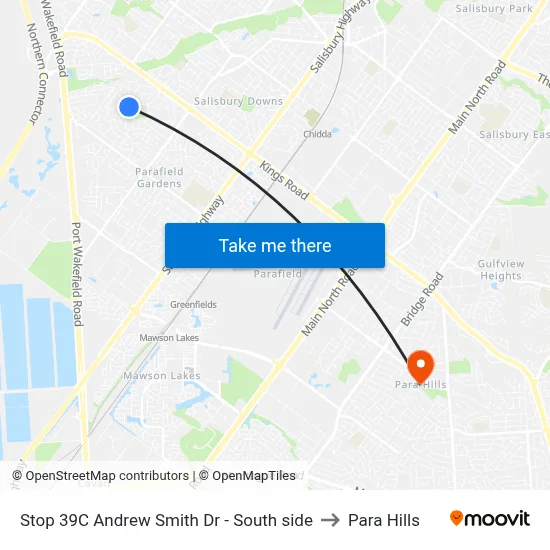 Stop 39C Andrew Smith Dr - South side to Para Hills map