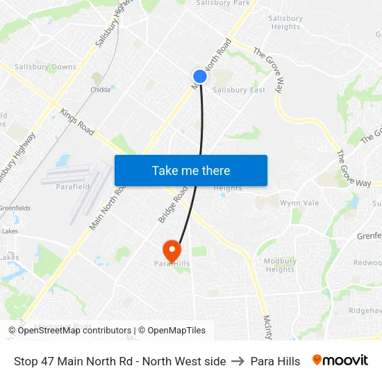 Stop 47 Main North Rd - North West side to Para Hills map