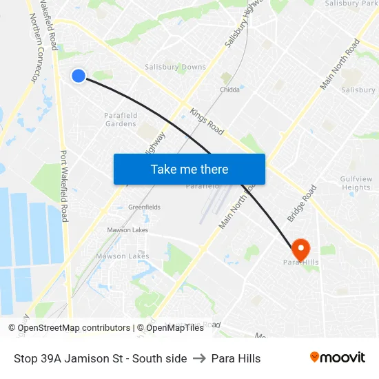 Stop 39A Jamison St - South side to Para Hills map