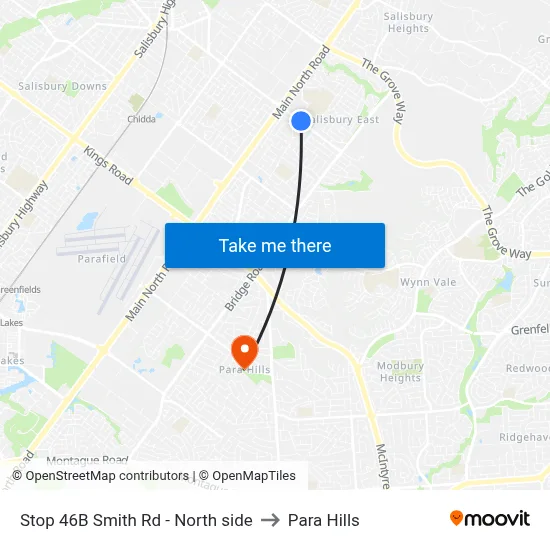 Stop 46B Smith Rd - North side to Para Hills map